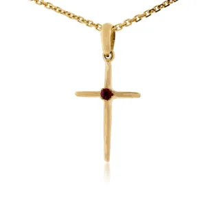 Ruby Solitaire Cross Pendant