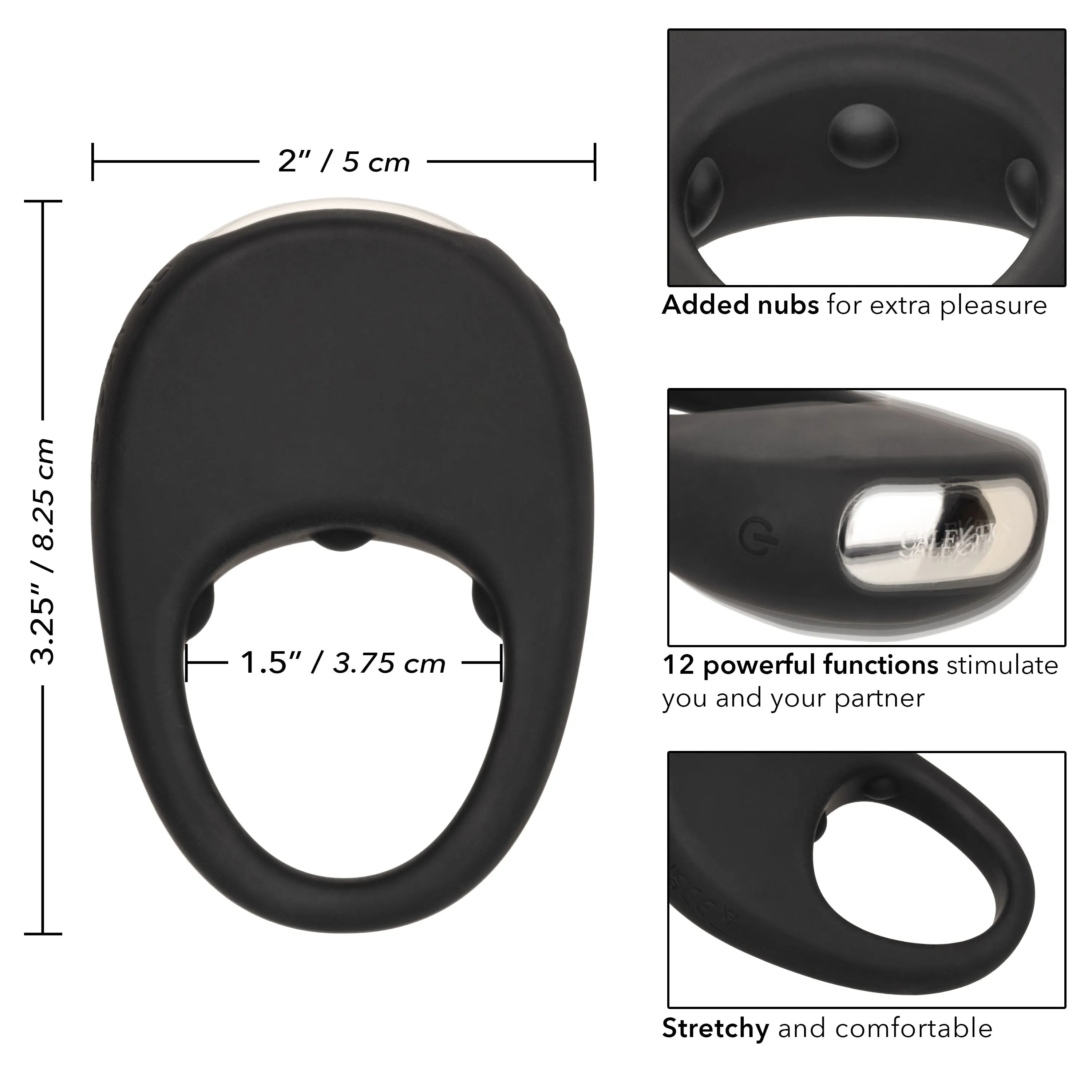 Silicone Rechargeable Pleasure Ring - Black