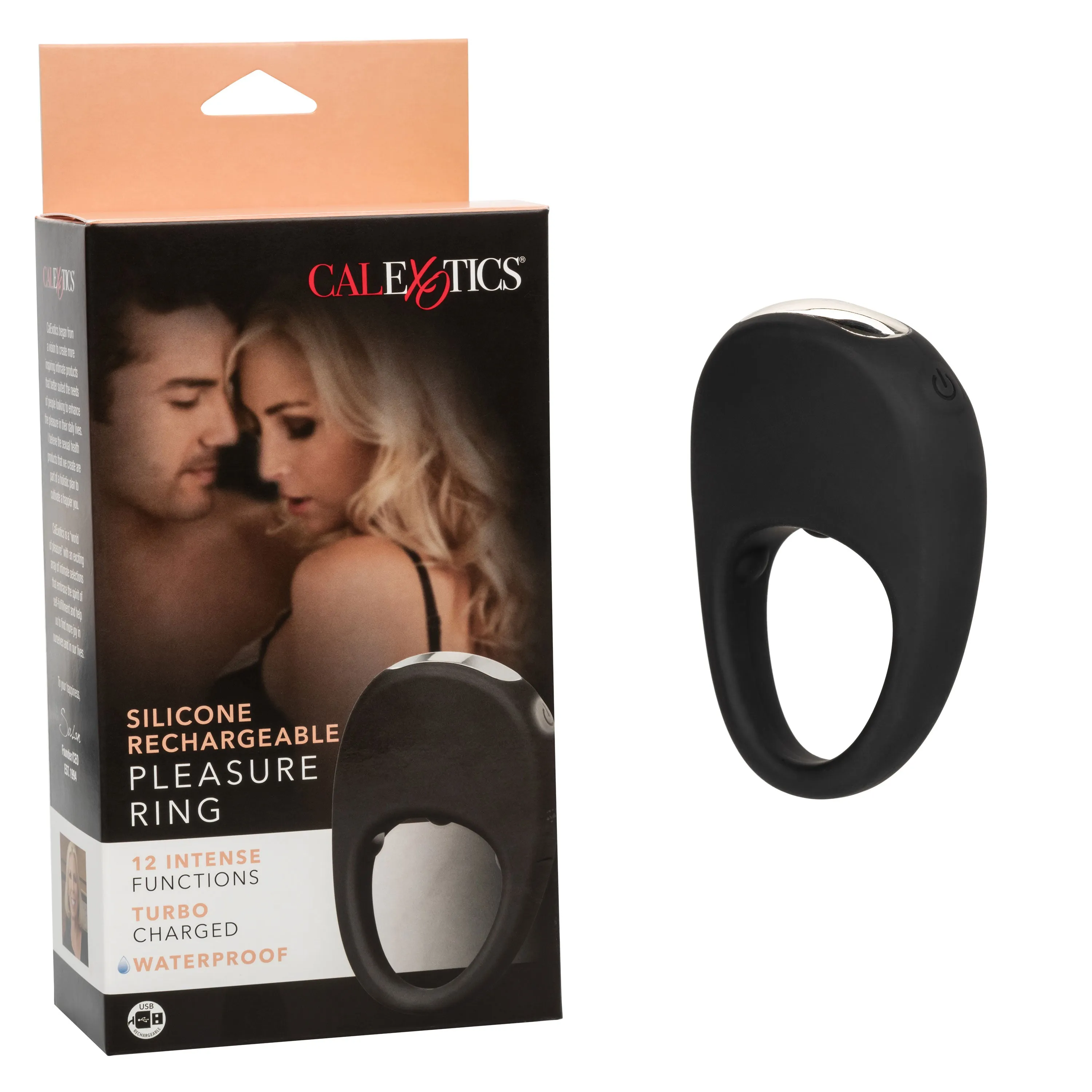 Silicone Rechargeable Pleasure Ring - Black