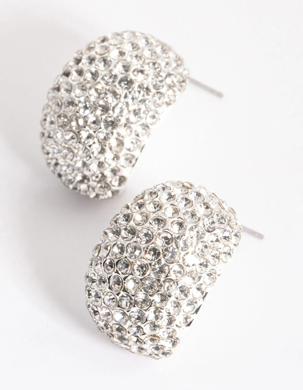 Silver Mini Diamante Bold Hoop Earrings