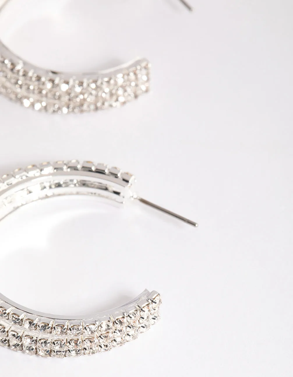 Silver Triple Illusion Mini Hoop Earrings