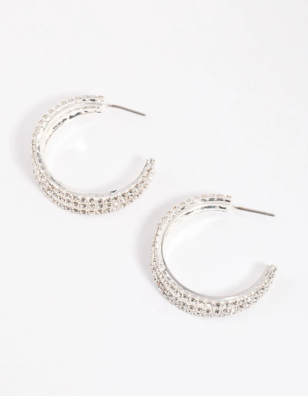 Silver Triple Illusion Mini Hoop Earrings