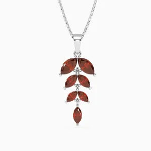 Sparkling Strength: Garnet Marquise Leaf Pendant