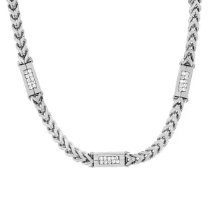 Steeltime Wheat Chain Diamond Link Chain Necklace