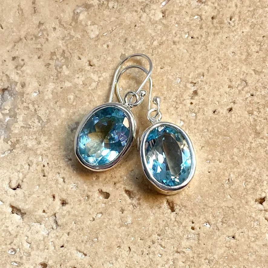 Topaz Earrings with Large Oval Gems - Grace