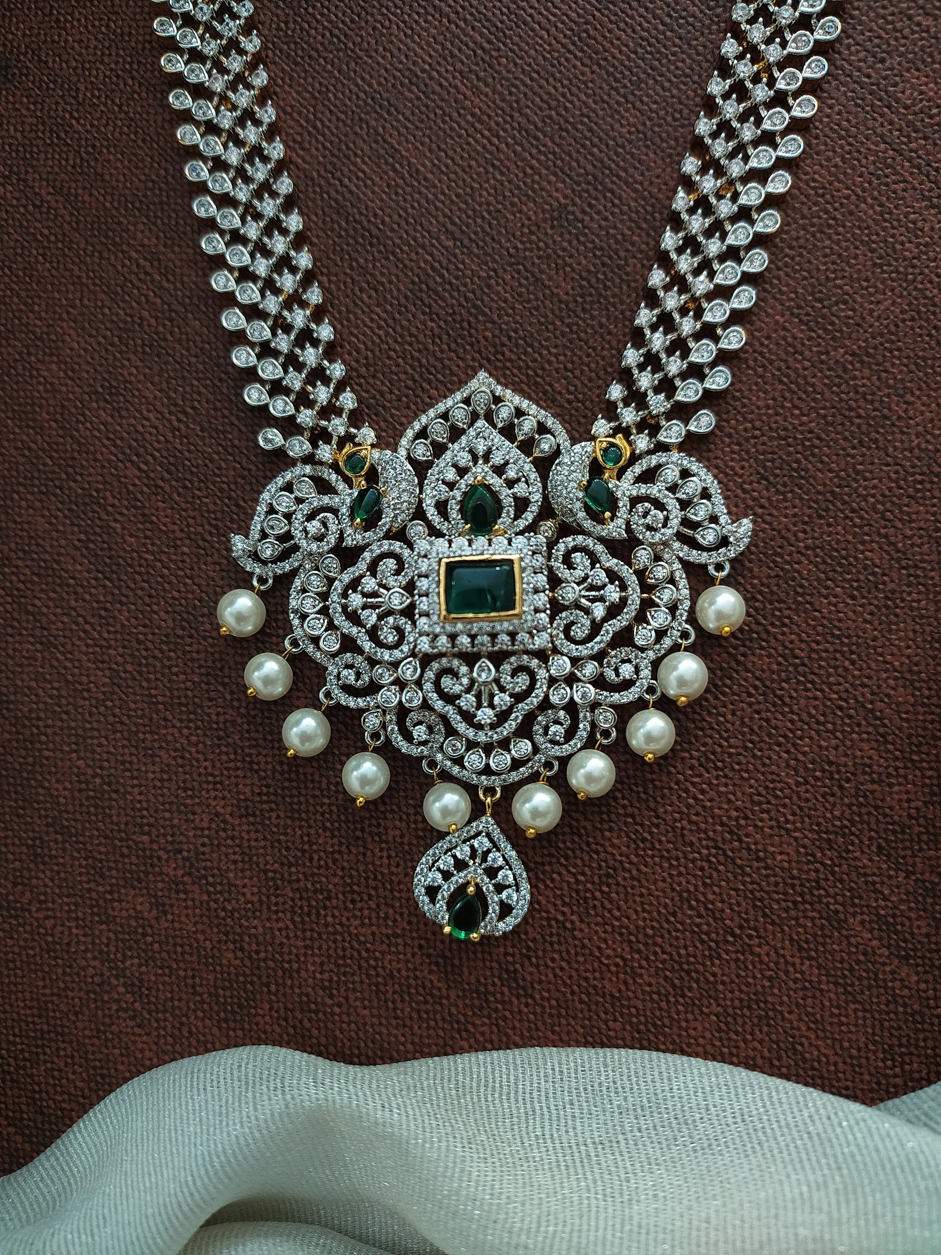 Touch of Two-Toned Brilliance Silver & Gold Zircon Long Haram Set