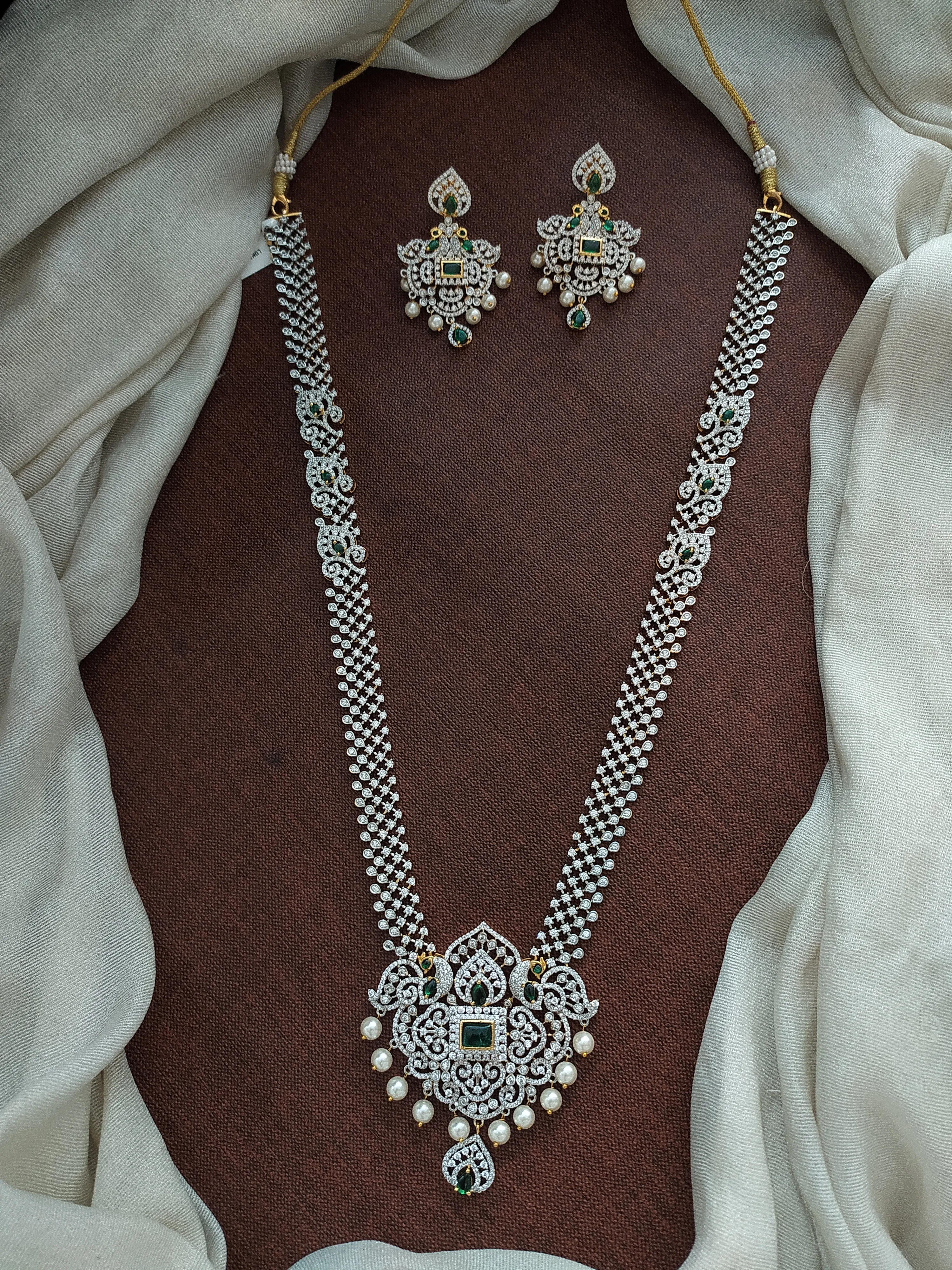 Touch of Two-Toned Brilliance Silver & Gold Zircon Long Haram Set