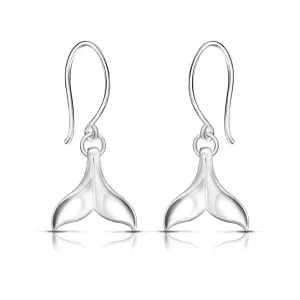 Whale Tail Dangling Earrings Sterling Silver