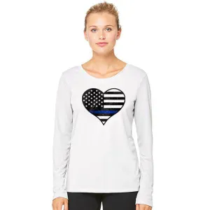 Women's - Thin Blue Line Heart Long Sleeve