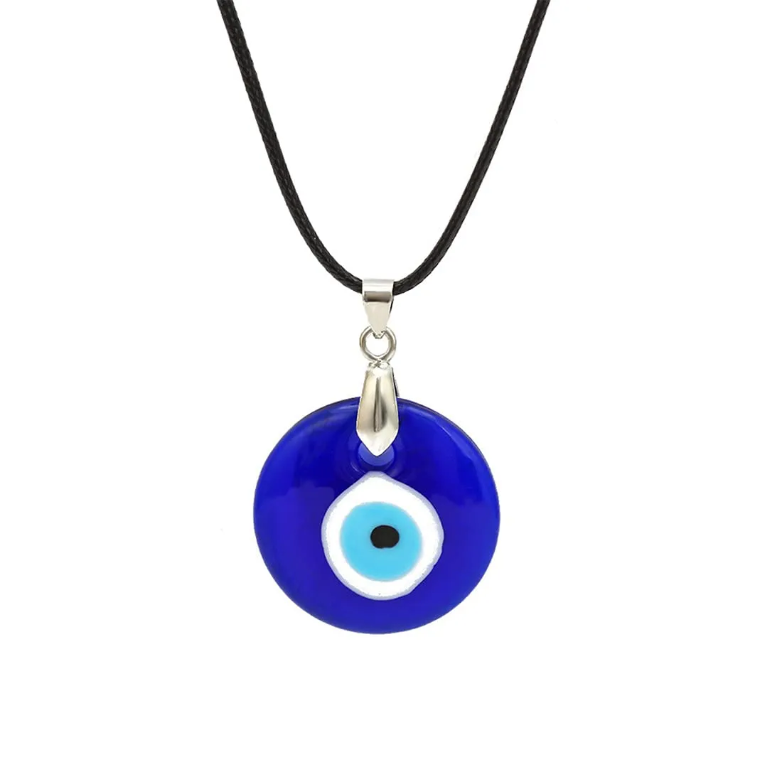 Yellow Chimes Evil Eye Pendant for WomenFashion Evil Eye Locket Pendant Charm Black Leather Rope Pendant for Men and Women.