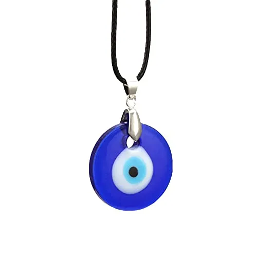 Yellow Chimes Evil Eye Pendant for WomenFashion Evil Eye Locket Pendant Charm Black Leather Rope Pendant for Men and Women.