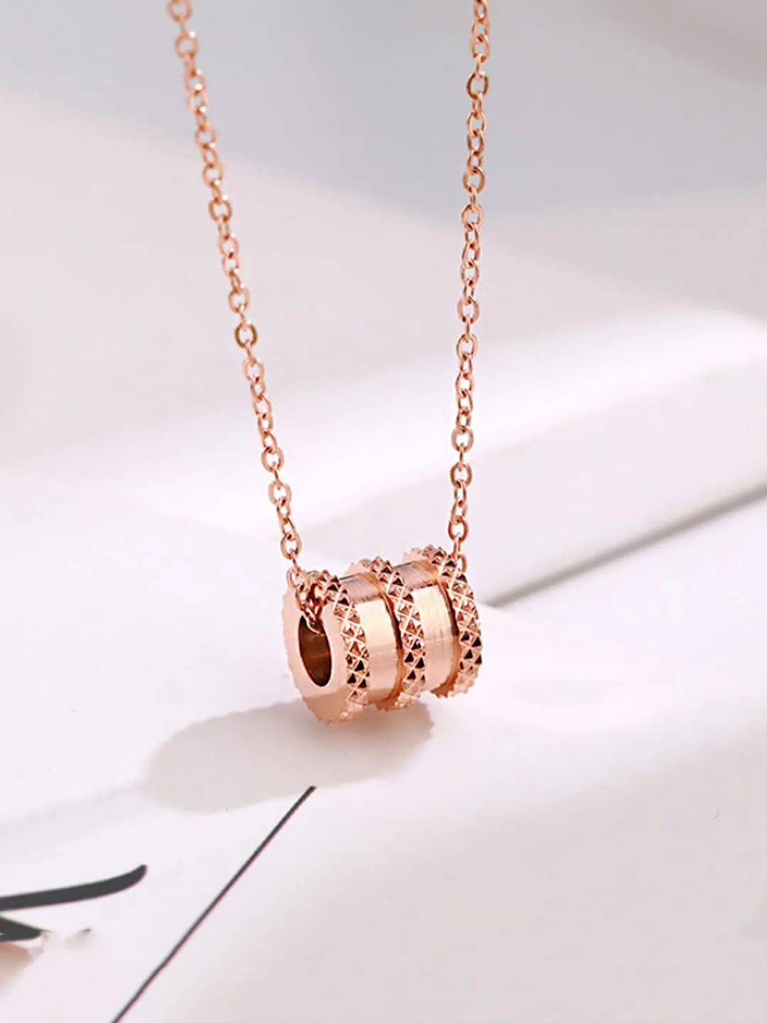 Yellow Chimes Pendant for Women Statement Style Rose Gold Plated Stainless Steel Chain Pendant Necklace for Women and Girls