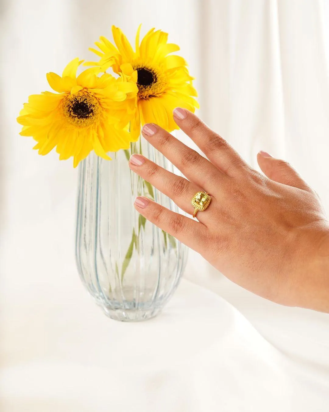 Yellow Sapphire Cushion Statement Ring