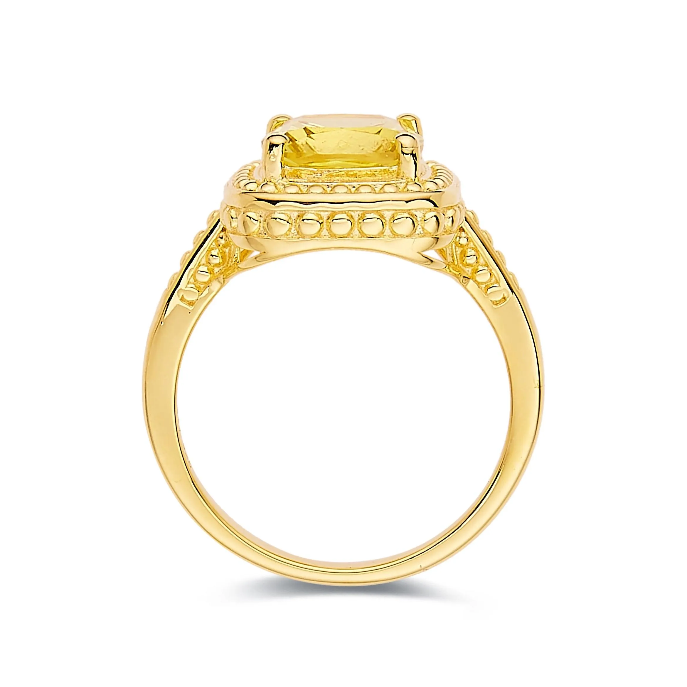 Yellow Sapphire Cushion Statement Ring