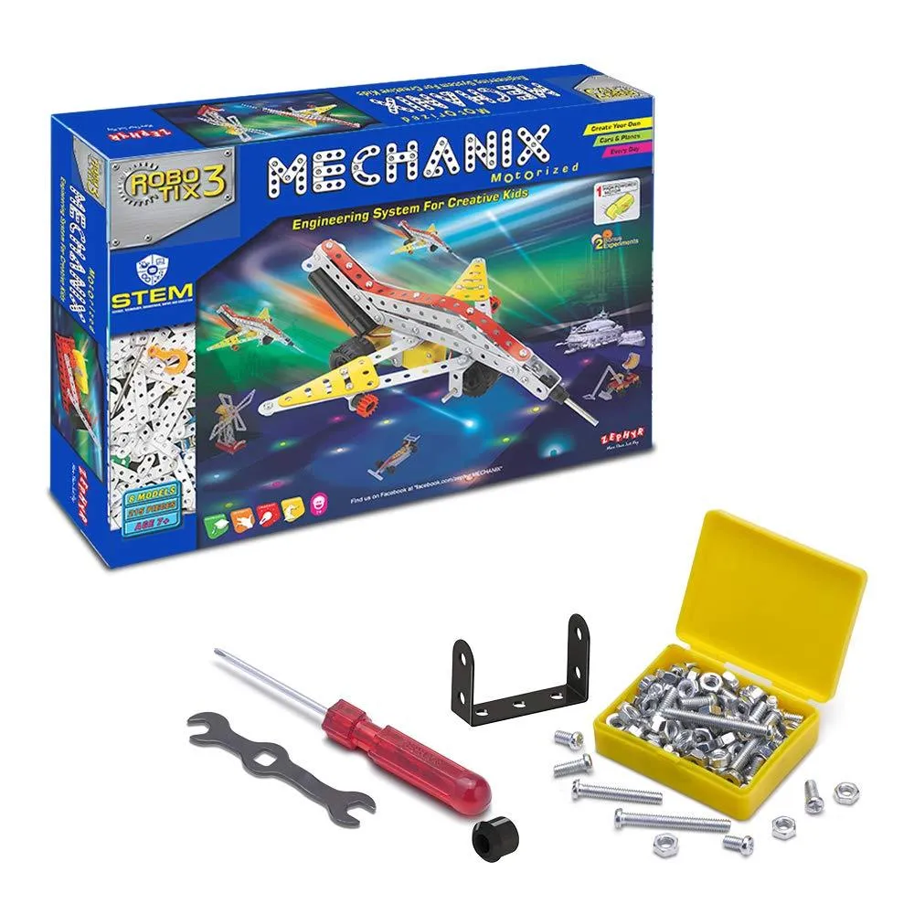 Zephyr Mechanix - Robotix 3 Motorized DIY Mechanical STEM Toy for Ages 7-99 Years